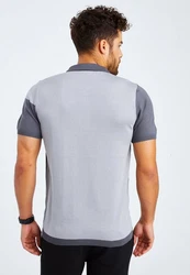 Leif Nelson T-Shirt Feinstrick Polo LN-7700 Grau/Lila/Hellgrau/Dunkelblau/Dunkelgrau