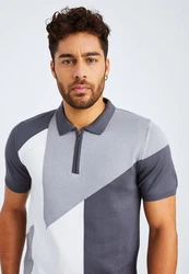 Leif Nelson T-Shirt Feinstrick Polo LN-7700 Grau/Lila/Hellgrau/Dunkelblau/Dunkelgrau