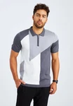 Leif Nelson T-Shirt Feinstrick Polo LN-7700 Grau/Lila/Hellgrau/Dunkelblau/Dunkelgrau
