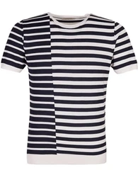 Leif Nelson T-Shirt Feinstrick Rundhals LN-7660 Weiß/Schwarz/Dunkelblau/Blau
