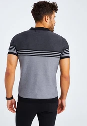 Leif Nelson T-Shirt Polo LN-7640 Grau/Schwarz/Dunkelblau/Hellgrau