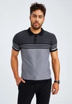 Leif Nelson T-Shirt Polo LN-7640 Grau/Schwarz/Dunkelblau/Hellgrau