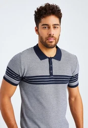 Leif Nelson T-Shirt Polo LN-7640 Dunkelblau/Blau/Grau/Hellblau