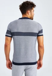 Leif Nelson T-Shirt Polo LN-7640 Dunkelblau/Blau/Grau/Hellblau