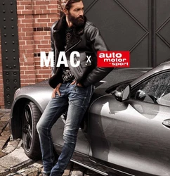 MAC Straight Jeans Blau/Dunkelrot