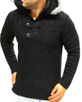 JEEL Kapuzenstrickjacke Herren Schwarz/Dunkelgrau
