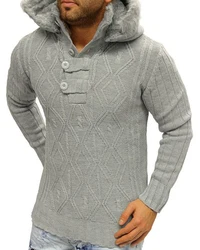 JEEL Kapuzenstrickjacke Herren Grau/Dunkelgrau