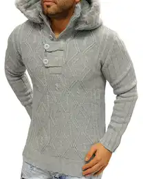 Kapuzenstrickjacke Herren Strickjacke Jacke Sweater Cardigan