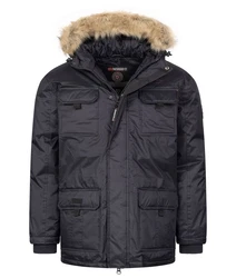 Geographical Norway Winterjacke mit Kapuze Kunfestellkragen Schwarz/Dunkelblau/Blau/Hellblau