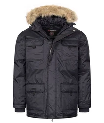 Geographical Norway Winterjacke mit Kapuze Kunfestellkragen Schwarz/Dunkelblau/Blau/Hellblau
