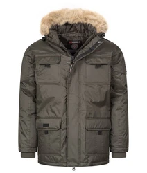 Geographical Norway Winterjacke mit Kapuze Kunfestellkragen Dunkelgrün/Khaki