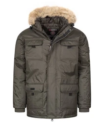 Geographical Norway Winterjacke mit Kapuze Kunfestellkragen Dunkelgrün/Khaki