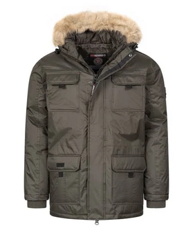 Geographical Norway Winterjacke mit Kapuze Kunfestellkragen Dunkelgrün/Khaki