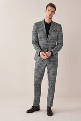 Next Anzughose Karierter Skinny-Fit-Anzug Hellgrau/Grau/Dunkelgrau