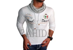 BLACKROCK Langarmshirt Herren Henleyshirt Longsleeve Creme/Orange/Weiß/Grau