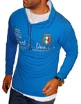 BLACKROCK Langarmshirt Herren Henleyshirt Longsleeve Hellblau/Blau