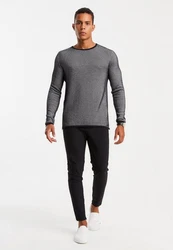 Leif Nelson Strickpullover Feinstrick Schwarz/Grau/Dunkelgrau
