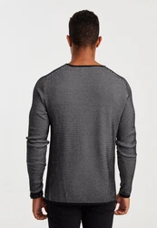 Leif Nelson Strickpullover Feinstrick Schwarz/Grau/Dunkelgrau