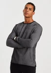Leif Nelson Strickpullover Feinstrick Schwarz/Grau/Dunkelgrau