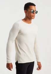 Leif Nelson Strickpullover Feinstrick Weiß/Schwarz/Khaki/Beige/Creme