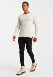 Leif Nelson Strickpullover Feinstrick Weiß/Schwarz/Khaki/Beige/Creme