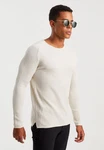 Leif Nelson Strickpullover Feinstrick Weiß/Schwarz/Khaki/Beige/Creme