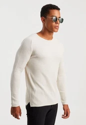 Leif Nelson Strickpullover Feinstrick Weiß/Schwarz/Khaki/Beige/Creme
