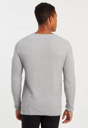 Leif Nelson Strickpullover Feinstrick Grau/Hellgrau