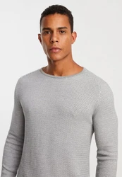 Leif Nelson Strickpullover Feinstrick Grau/Hellgrau