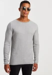 Leif Nelson Strickpullover Feinstrick Grau/Hellgrau
