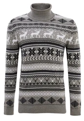 Leif Nelson Strickpullover mit Rundhals Ausschnitt Schwarz/Weiß/Grau/Silber/Braun/Gelb/Rot