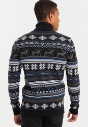 Leif Nelson Strickpullover mit Rundhals Ausschnitt Blau/Schwarz/Braun/Hellblau/Gelb