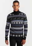 Leif Nelson Strickpullover mit Rundhals Ausschnitt Blau/Schwarz/Braun/Hellblau/Gelb