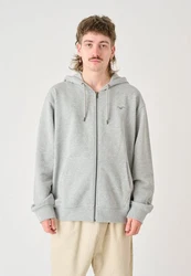 Cleptomanicx Kapuzensweatshirt Ligull Boxy Mit Reißverschluss grau