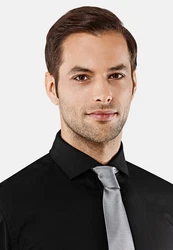 Vincenzo Boretti Businesshemd tailliert Haifischkragen Schwarz/Dunkelgrau/Grau