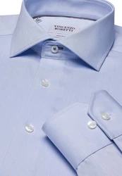 Vincenzo Boretti Businesshemd gerader Schnitt Hellblau/Blau