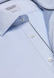 Vincenzo Boretti Businesshemd gerader Schnitt Fischgrat Hellblau/Blau