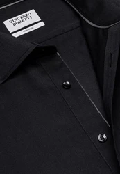 Vincenzo Boretti Businesshemd gerader Schnitt Fischgrat Schwarz/Braun