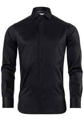 Vincenzo Boretti Businesshemd gerader Schnitt Fischgrat Schwarz/Braun