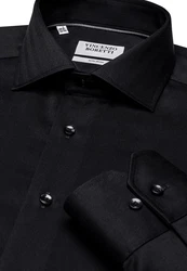 Vincenzo Boretti Businesshemd gerader Schnitt Fischgrat Schwarz/Braun