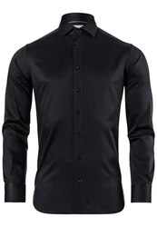 Vincenzo Boretti Businesshemd gerader Schnitt Fischgrat Schwarz/Braun