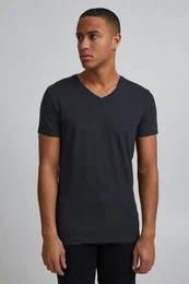 T-Shirt V-Ausschnitt T-Shirt Einfarbiges Kurzarm Basic LINCOLN 4458 in Dunkelblau
