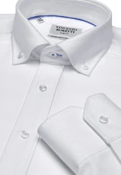 Vincenzo Boretti Businesshemd tailliert bgelfrei Oxford Weiß/Grau/Creme