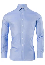 Vincenzo Boretti Businesshemd tailliert bgelfrei Oxford Hellblau/Blau/Dunkelblau