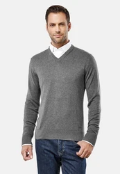Vincenzo Boretti V-Ausschnitt Pullover V Neck Grau/Dunkelgrau/Hellgrau