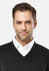 Vincenzo Boretti V-Ausschnitt Pullover V Neck Schwarz/Dunkelgrau