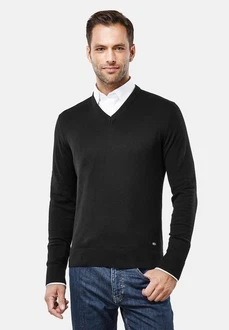 Vincenzo Boretti V-Ausschnitt Pullover V Neck Schwarz/Dunkelgrau Vincenzo Boretti V-Ausschnitt Pullover V Neck Schwarz/Dunkelgrau