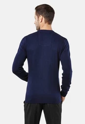 Vincenzo Boretti V-Ausschnitt Pullover V Neck Dunkelblau/Blau