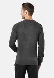 Vincenzo Boretti V-Ausschnitt Pullover V Neck Dunkelgrau/Grau