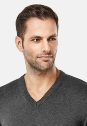 Vincenzo Boretti V-Ausschnitt Pullover V Neck Dunkelgrau/Grau